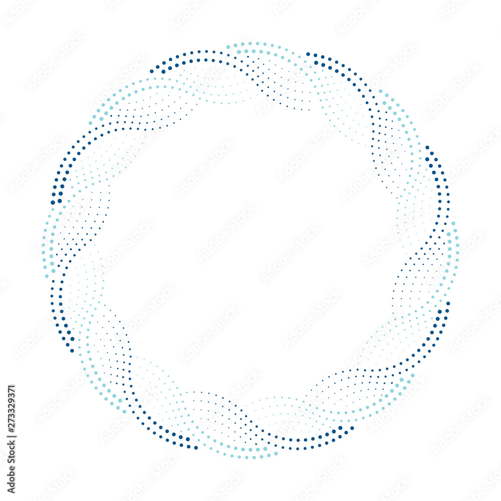 Round halftone border, blue decorative frame Round halftone border, blue decorative frame