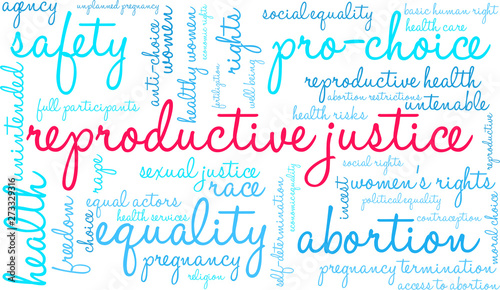 Reproductive Justice Word Cloud on a white background. 