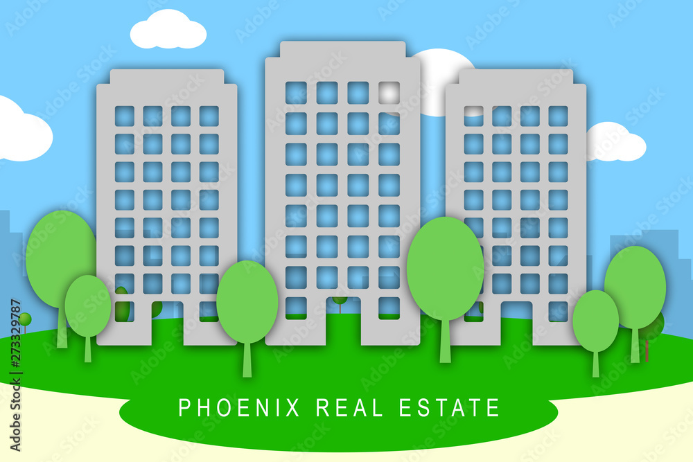 Phoenix Real Estate Building Depicting Arizona Property For Sale - 3d Illustration