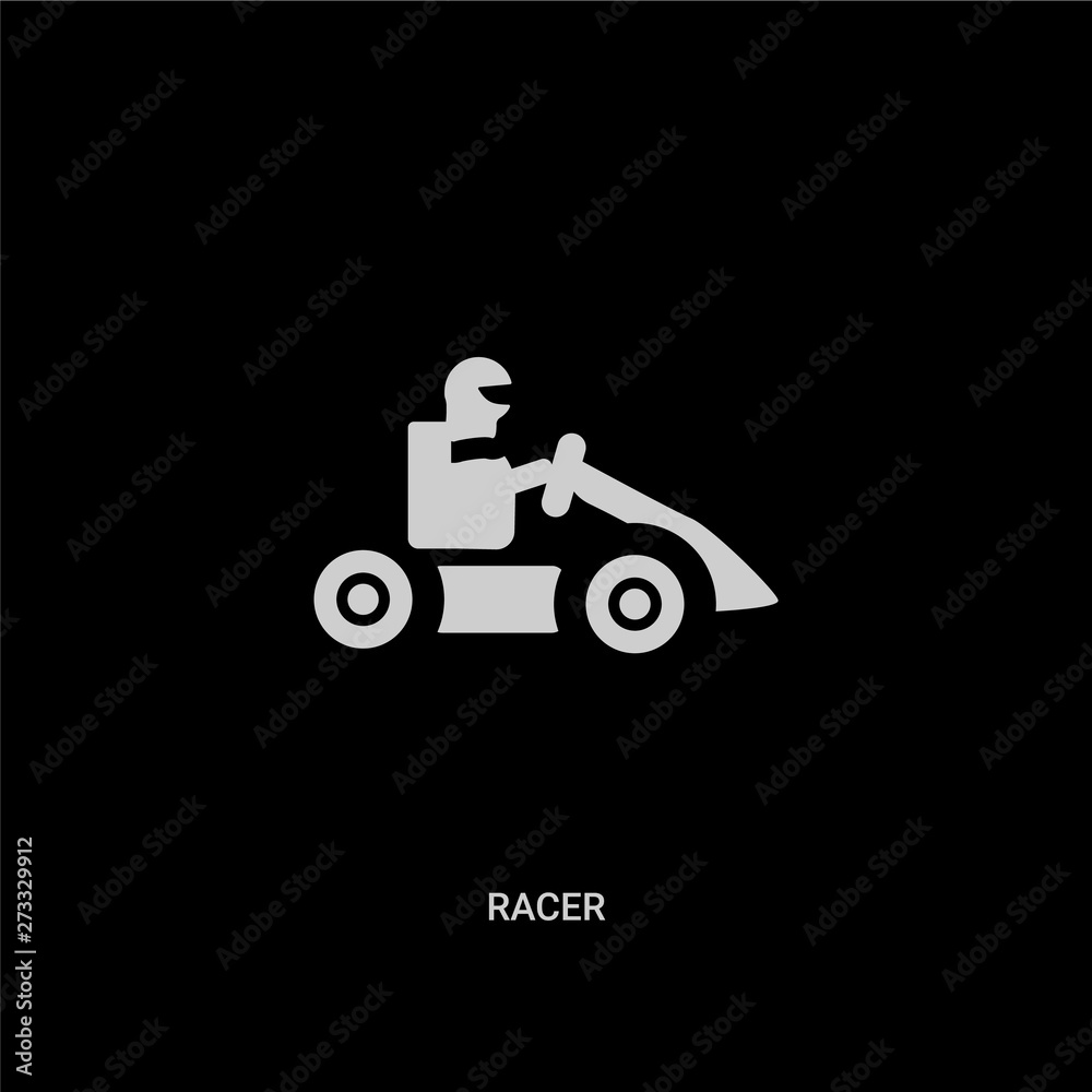 white racer vector icon on black background. modern flat racer from jobprofits concept vector sign symbol can be use for web, mobile and logo.