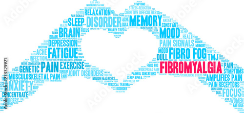 Fibromyalgia Word Cloud on a white background. 