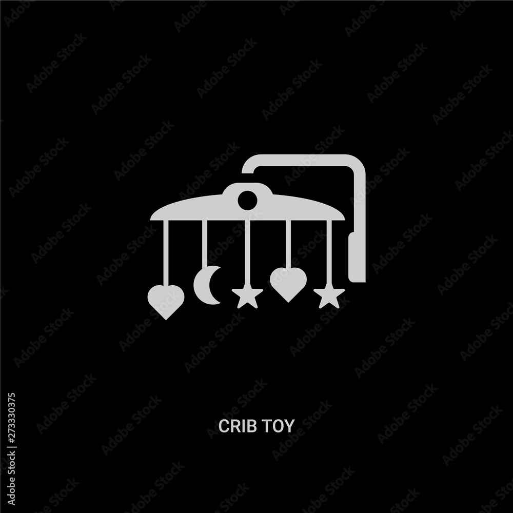 white crib toy vector icon on black background. modern flat crib toy from kids and baby concept vector sign symbol can be use for web, mobile and logo. white crib toy vector icon on black background. modern flat crib toy from kids and baby concept vector sign symbol can be use for web, mobile and logo.