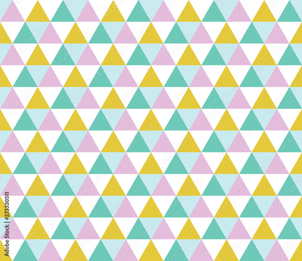 Seamless geometric pattern with colorful triangles on white background. Seamless abstract triangle geometrical background. Infinity geometric pattern. Vector illustration. Seamless geometric pattern with colorful triangles on white background. Seamless abstract triangle geometrical background. Infinity geometric pattern. Vector illustration.