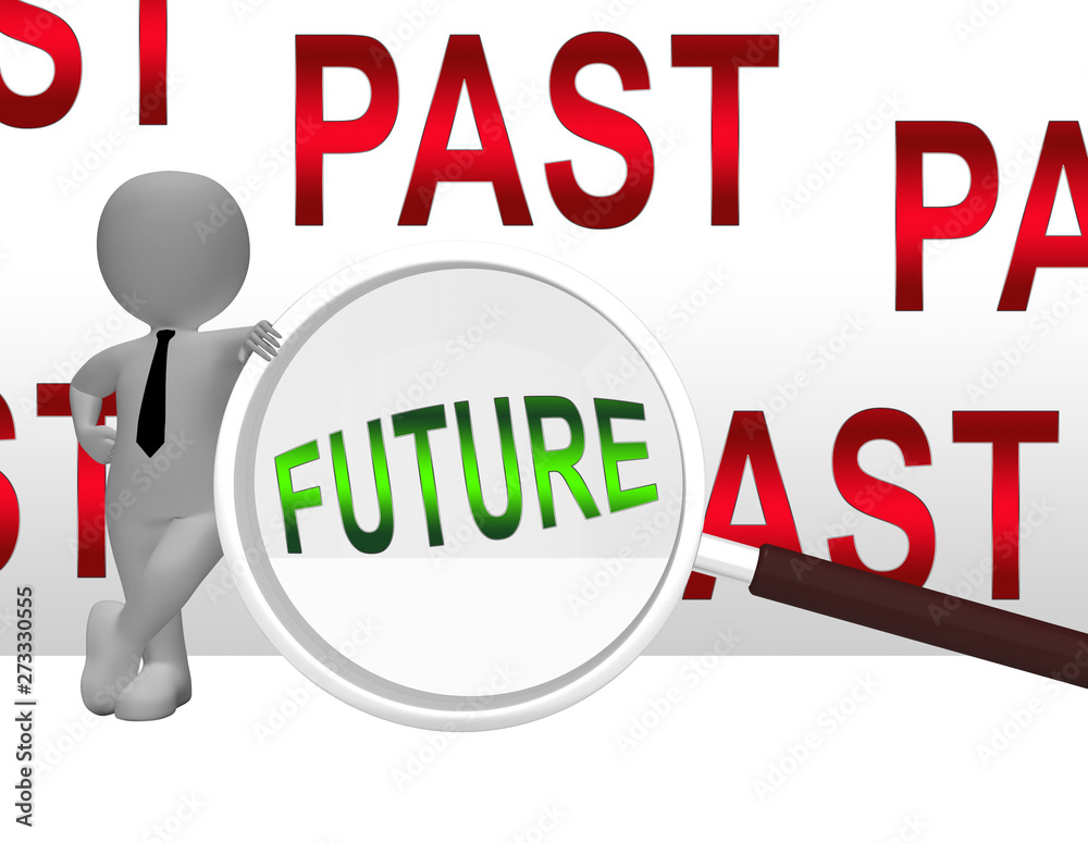 Past Vs Future Magnifier Compares Life Gone With Upcoming Prospects - 3d Illustration Past Vs Future Magnifier Compares Life Gone With Upcoming Prospects - 3d Illustration