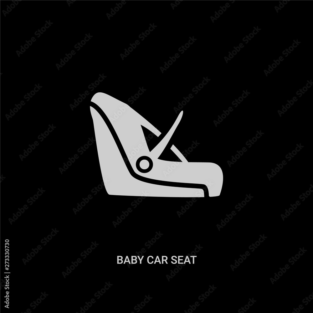 white baby car seat vector icon on black background. modern flat baby car seat from kids and baby concept vector sign symbol can be use for web, mobile and logo.