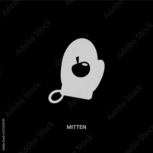 white mitten vector icon on black background. modern flat mitten from kitchen concept vector sign symbol can be use for web, mobile and logo.
