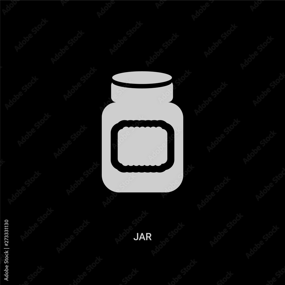 white jar vector icon on black background. modern flat jar from kitchen concept vector sign symbol can be use for web, mobile and logo. white jar vector icon on black background. modern flat jar from kitchen concept vector sign symbol can be use for web, mobile and logo.