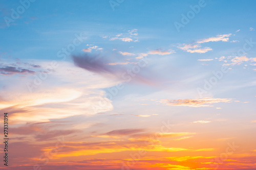 Sky and cloud at sunset with sunset light effects background. clouds twilight and dramatic sky background.