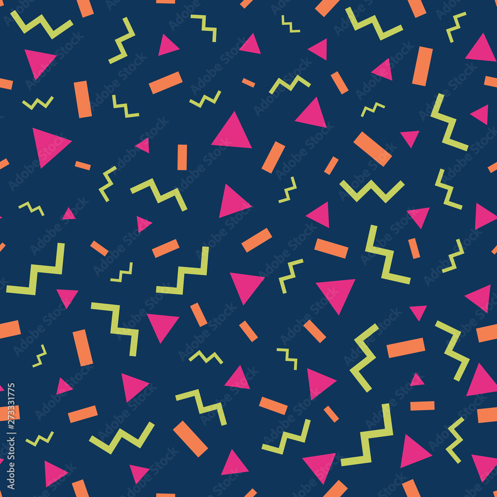 Seamless memphis design pattern, geometric, geo, seamless fabric print, abstract colorful background Seamless memphis design pattern, geometric, geo, seamless fabric print, abstract colorful background