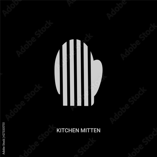 white kitchen mitten vector icon on black background. modern flat kitchen mitten from kitchen concept vector sign symbol can be use for web, mobile and logo.
