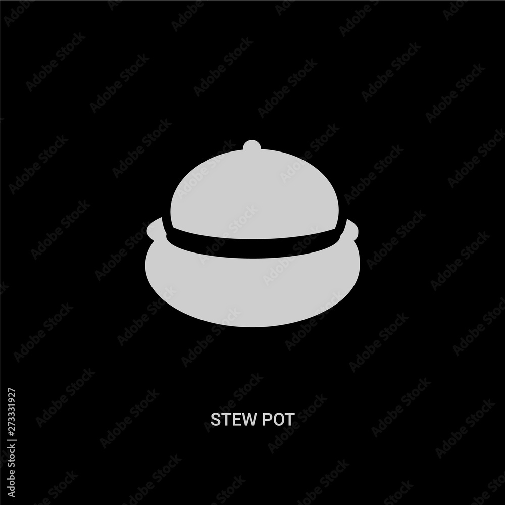 white stew pot vector icon on black background. modern flat stew pot from kitchen concept vector sign symbol can be use for web, mobile and logo. white stew pot vector icon on black background. modern flat stew pot from kitchen concept vector sign symbol can be use for web, mobile and logo.