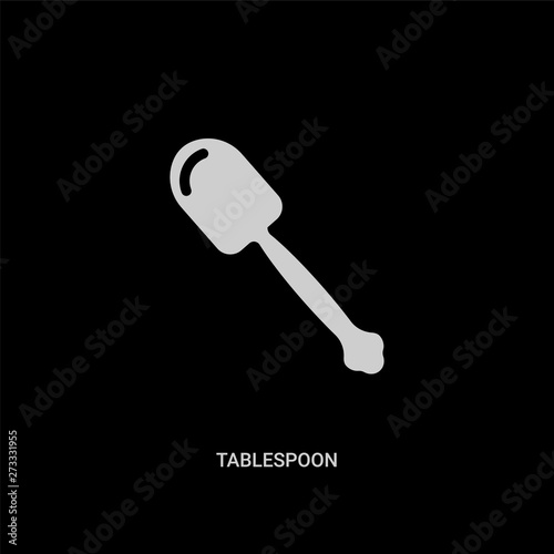 white tablespoon vector icon on black background. modern flat tablespoon from kitchen concept vector sign symbol can be use for web, mobile and logo.