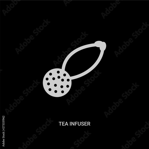 white tea infuser vector icon on black background. modern flat tea infuser from kitchen concept vector sign symbol can be use for web, mobile and logo.