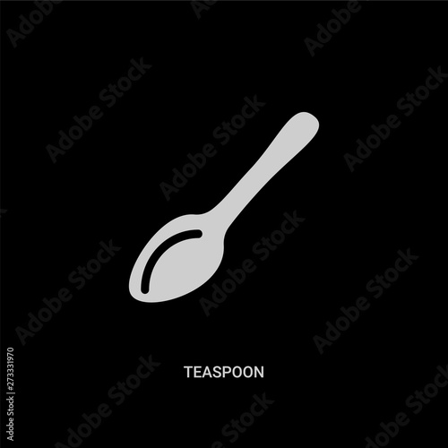 white teaspoon vector icon on black background. modern flat teaspoon from kitchen concept vector sign symbol can be use for web, mobile and logo.