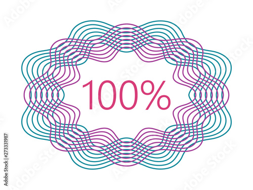Guilloche vector element for use in certificates, vouchers or awards, unique form for a frame, graphic design of lines in blue and pink