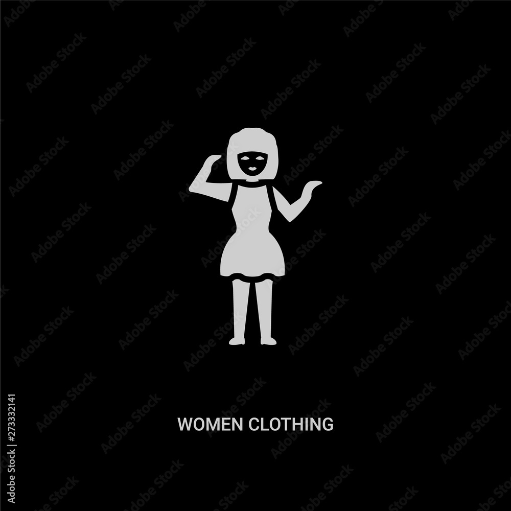 white women clothing vector icon on black background. modern flat women clothing from ladies concept vector sign symbol can be use for web, mobile and logo.