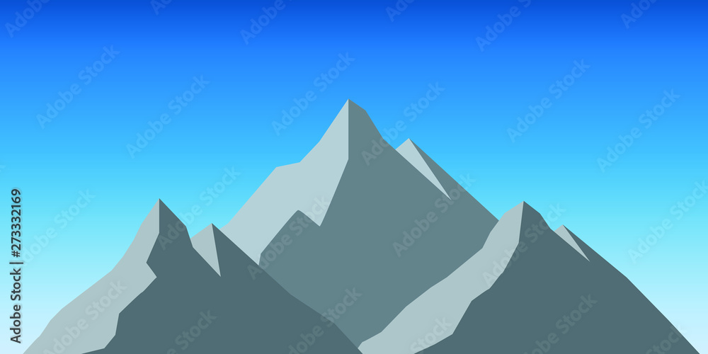 Fototapeta premium vector illustration of three high mountains on blue sky background