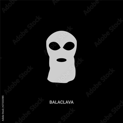 white balaclava vector icon on black background. modern flat balaclava from law and justice concept vector sign symbol can be use for web, mobile and logo.
