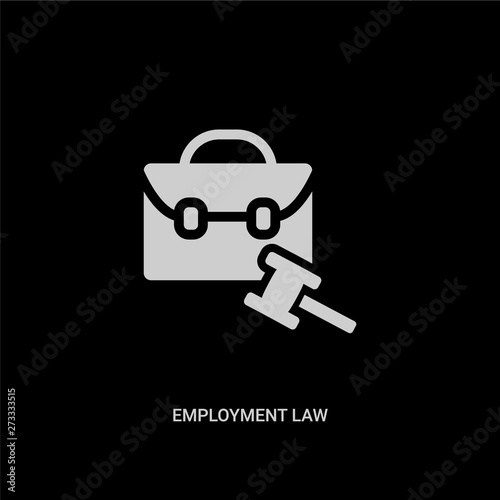 white employment law vector icon on black background. modern flat employment law from law and justice concept vector sign symbol can be use for web, mobile and logo.