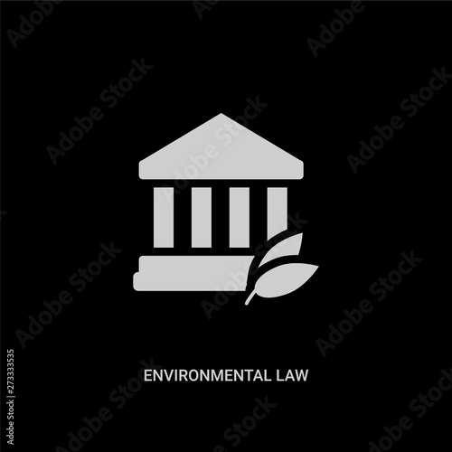 white environmental law vector icon on black background. modern flat environmental law from law and justice concept vector sign symbol can be use for web, mobile and logo.