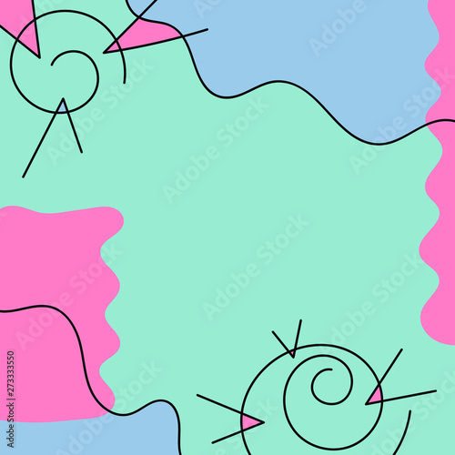 Creative vector illustration of universe, bright background in Memphis style, vector. Design trendy 80s-90s