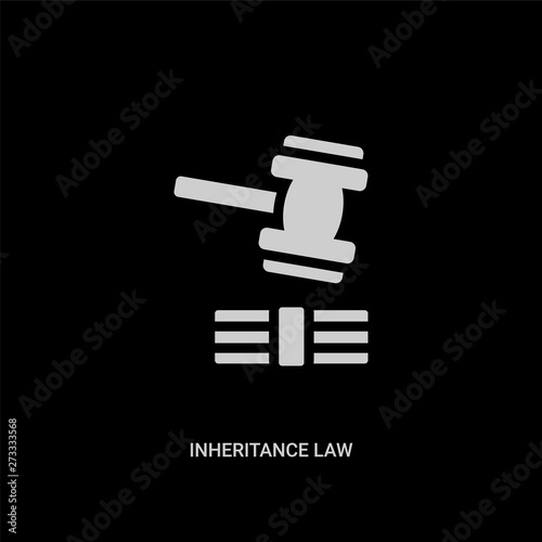 white inheritance law vector icon on black background. modern flat inheritance law from law and justice concept vector sign symbol can be use for web, mobile and logo.