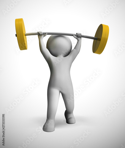 Weight lifting in the gym getting exercise and a strong body - 3d illustration