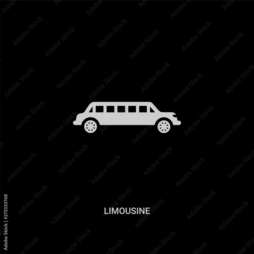 white limousine vector icon on black background. modern flat limousine from luxury concept vector sign symbol can be use for web, mobile and logo.