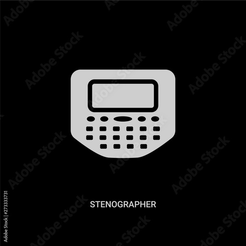 white stenographer vector icon on black background. modern flat stenographer from law and justice concept vector sign symbol can be use for web, mobile and logo.