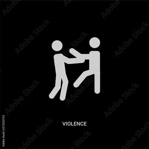 white violence vector icon on black background. modern flat violence from law and justice concept vector sign symbol can be use for web, mobile and logo.