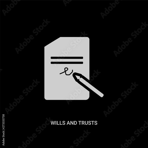 white wills and trusts vector icon on black background. modern flat wills and trusts from law and justice concept vector sign symbol can be use for web, mobile logo.