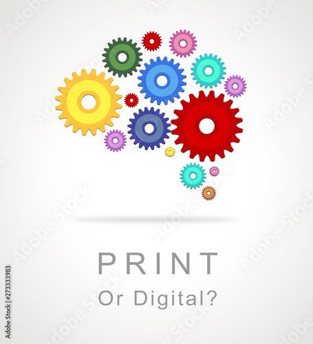 Print Vs Digital Icon Showing Published Brochure Versus Digital Version - 3d Illustration