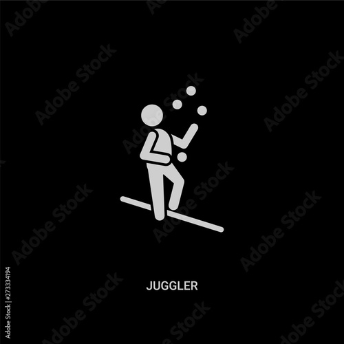 white juggler vector icon on black background. modern flat juggler from magic concept vector sign symbol can be use for web, mobile and logo.