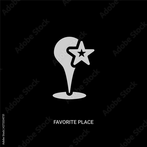 white favorite place vector icon on black background. modern flat favorite place from maps and locations concept vector sign symbol can be use for web, mobile and logo.