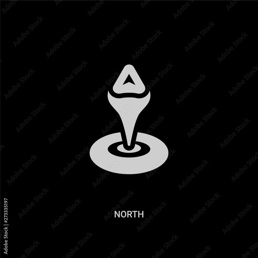 white north vector icon on black background. modern flat north from maps and locations concept vector sign symbol can be use for web, mobile and logo. white north vector icon on black background. modern flat north from maps and locations concept vector sign symbol can be use for web, mobile and logo.