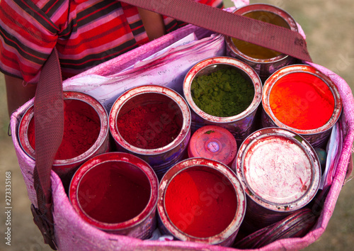 Kid Selling Powders, Maha Kumbh Mela, Allahabad, India photo