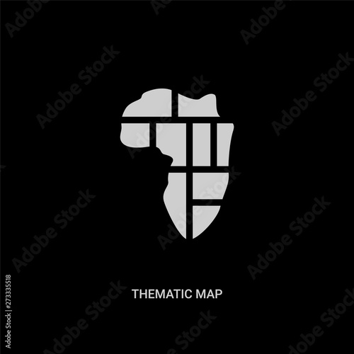 white thematic map vector icon on black background. modern flat thematic map from maps and locations concept vector sign symbol can be use for web, mobile and logo.