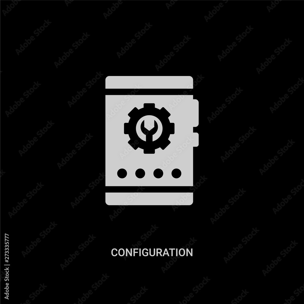 white configuration vector icon on black background. modern flat configuration from marketing concept vector sign symbol can be use for web, mobile and logo. white configuration vector icon on black background. modern flat configuration from marketing concept vector sign symbol can be use for web, mobile and logo.