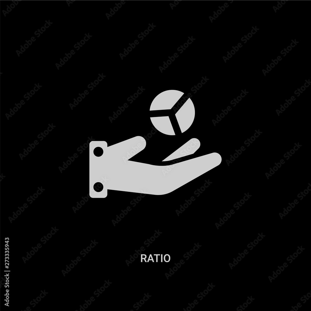 white ratio vector icon on black background. modern flat ratio from marketing concept vector sign symbol can be use for web, mobile and logo.