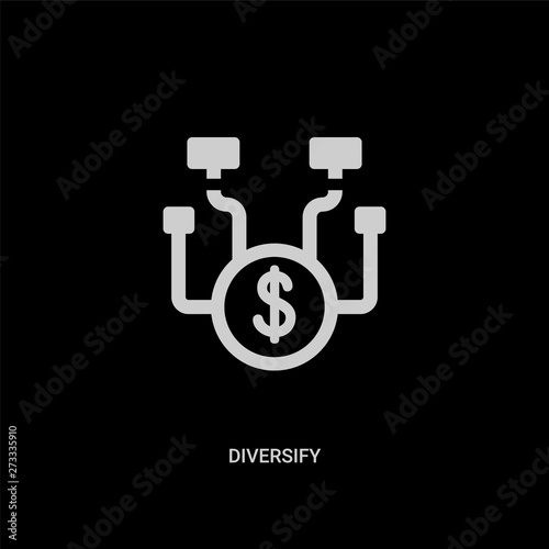 white diversify vector icon on black background. modern flat diversify from marketing concept vector sign symbol can be use for web, mobile and logo.