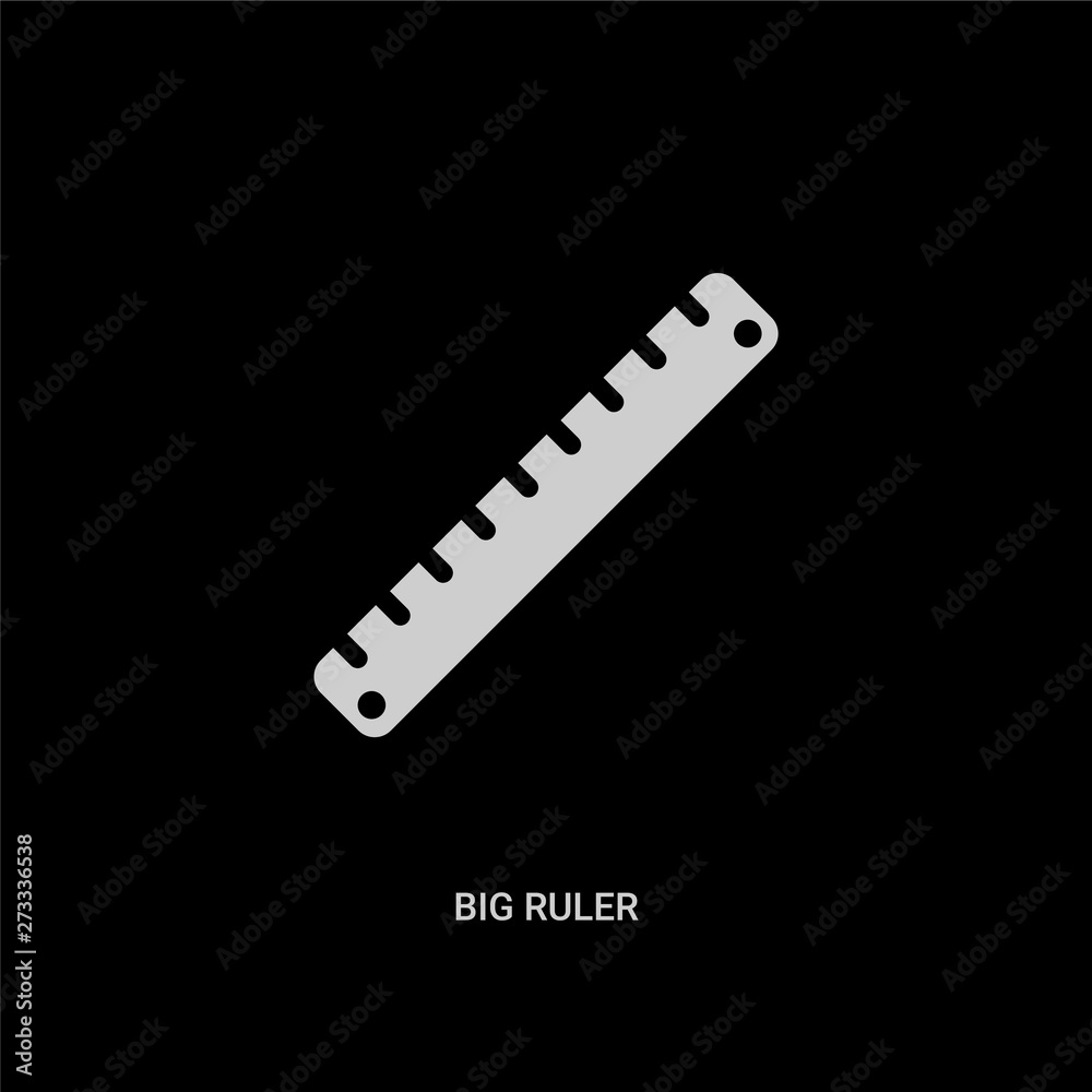 Fototapeta premium white big ruler vector icon on black background. modern flat big ruler from measurement concept vector sign symbol can be use for web, mobile and logo.