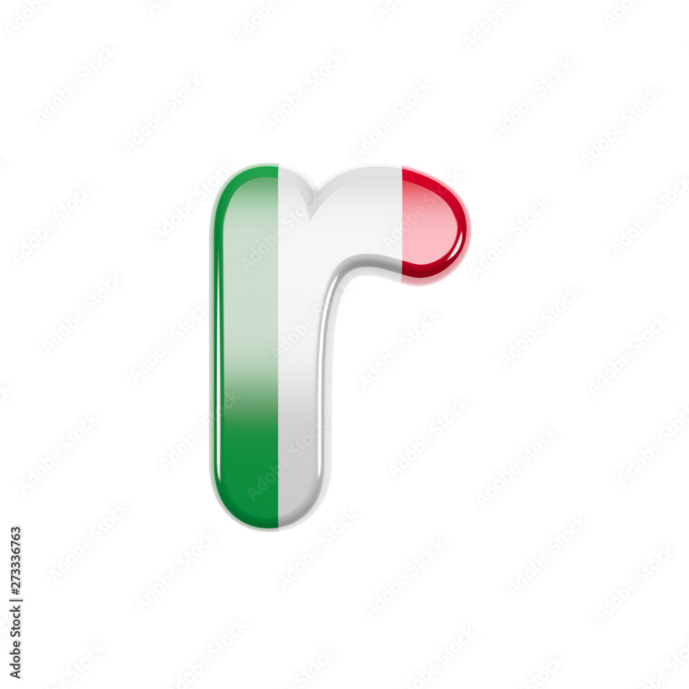 Italian letter R - Lower-case 3d Italy flag font - Suitable for Italy, Europe or Rome related subjects Italian letter R - Lower-case 3d Italy flag font - Suitable for Italy, Europe or Rome related subjects