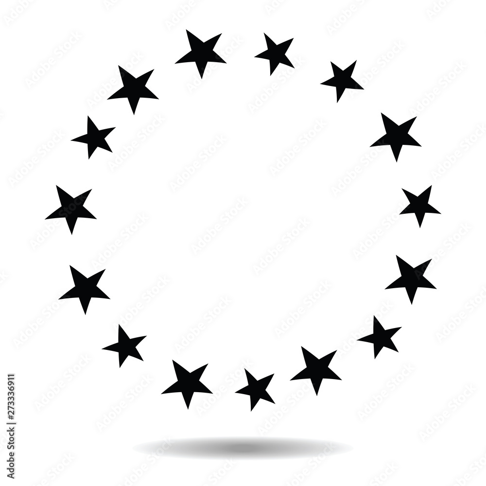 Stars, circle border frame isolated on white background, vector ...