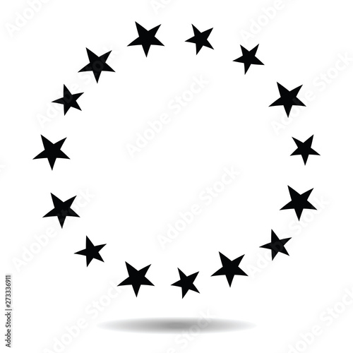 Stars, circle border frame isolated on white background, vector illustration