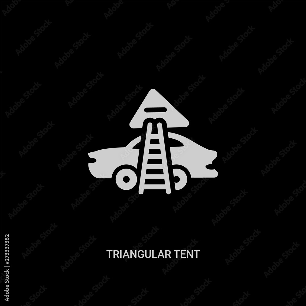 white triangular tent vector icon on black background. modern flat triangular tent from mechanicons concept vector sign symbol can be use for web, mobile and logo. white triangular tent vector icon on black background. modern flat triangular tent from mechanicons concept vector sign symbol can be use for web, mobile and logo.