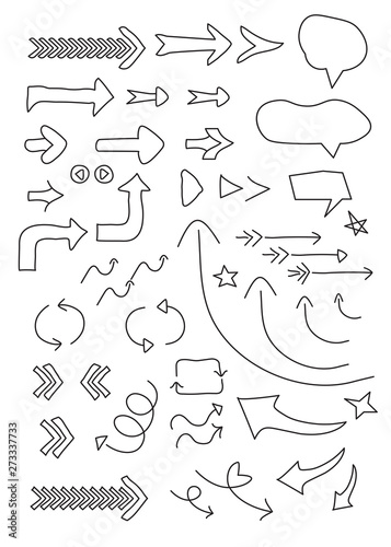 Hand drawn arrows set, design collection of business info graphic elements isolated on white background, vector  illustration