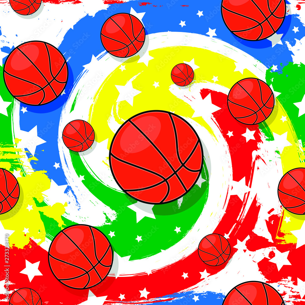 The seamless pattern on the basketball theme.