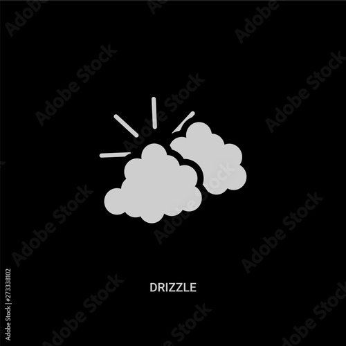 white drizzle vector icon on black background. modern flat drizzle from meteorology concept vector sign symbol can be use for web, mobile and logo.