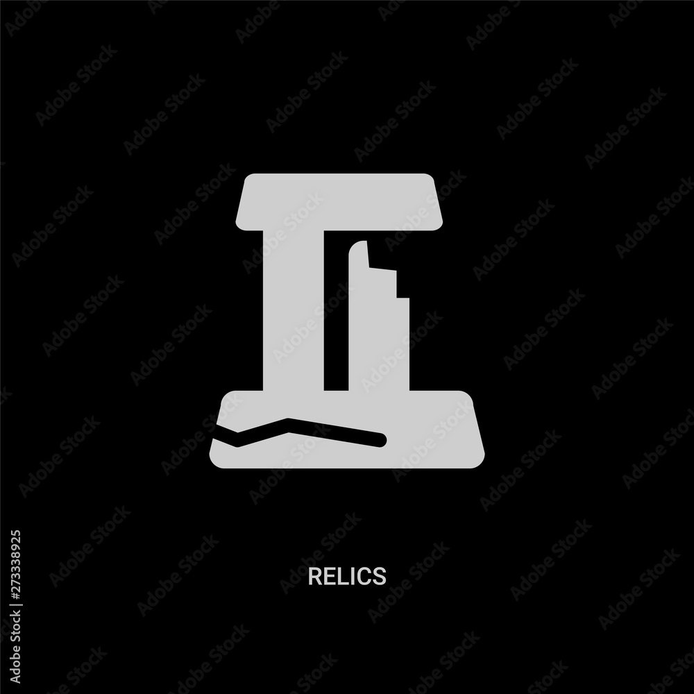 white relics vector icon on black background. modern flat relics from museum concept vector sign symbol can be use for web, mobile and logo. white relics vector icon on black background. modern flat relics from museum concept vector sign symbol can be use for web, mobile and logo.