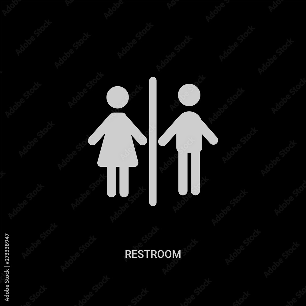 white restroom vector icon on black background. modern flat restroom from museum concept vector sign symbol can be use for web, mobile and logo. white restroom vector icon on black background. modern flat restroom from museum concept vector sign symbol can be use for web, mobile and logo.